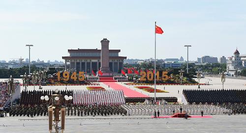 9月3日,中國人民抗日戰爭暨世界反法西斯戰爭勝利70周年紀念大會在北京隆重舉行。新華社記者 趙鵬 攝